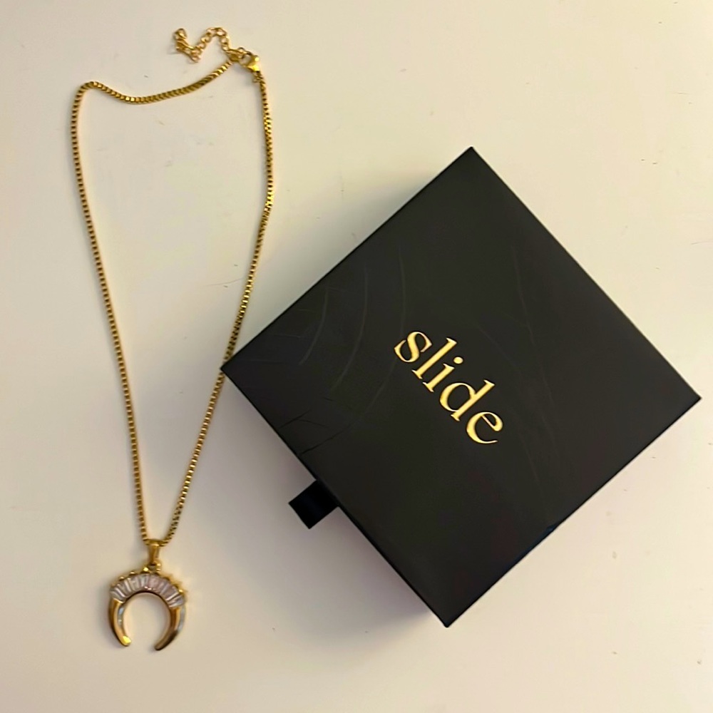 This is a gold necklace from slide jewelry